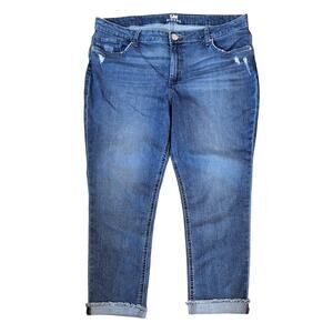 Lee Riders Ankle Jeans Women 18M Blue Relaxed Fit Stretch Frayed Cuffed